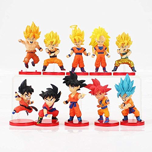 WUluMEI 10 Stück/Los Dragon Ball Z Goku Figur Spielzeug Sohn Goku Super Saiyajin Gott Blau WCF Kindheit Modell Spielzeug Spielzeug Anime Kinder Geschenk