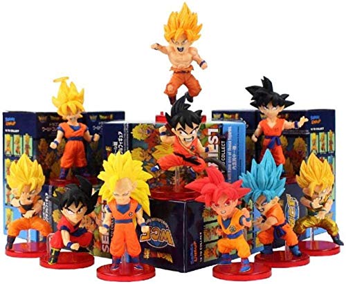 WUluMEI 10 Stück/Los Dragon Ball Z Goku Figur Spielzeug Sohn Goku Super Saiyajin Gott Blau WCF Kindheit Modell Spielzeug Spielzeug Anime Kinder Geschenk