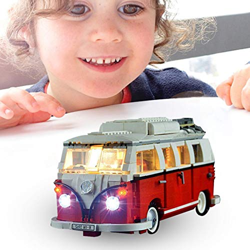 WUSHUN Juego de luces LED para caravana (Volkswagen T1, furgoneta), actualizado para Lego 10220 Volkswagen T1 autocaravana, compatible con piezas de construcción Lego 10220