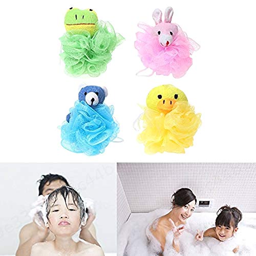 Wuyee Cojín de Juguete para niños Puff Mesh con Rana de Peluche, Pato, Conejo y Oso, 4 Piezas