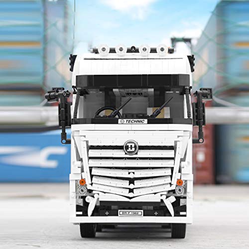 WWEI Bloques de construcción para camiones con remolque, 2949 piezas, 4 canales, eléctrico, modelo Actros de sujeción, compatibles con Lego Mercedes-Benz Actros 4163