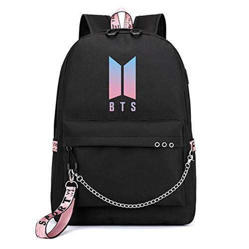 WYCY KPOP BTS Bangtan Boys Mochila Impermeable con Puerto de Carga USB Unisex Niños Niñas Mochila Informal Mochila para portátil Mochila universitaria Senderismo (BTS)