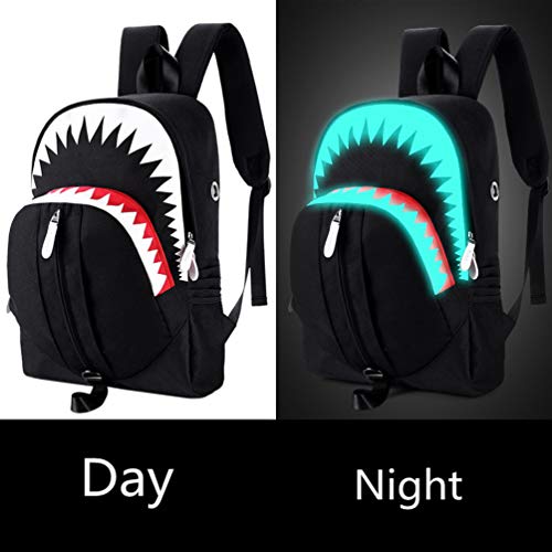 WYCY Tiburón Mochila Luminosa Mochila de Moda Para Niños con Puerto de Carga USB y Estuche de Lápices Luminoso, Unisex Mochila Escolar Fresca Mochila de Estudiante Realista (Tiburón de boca grande)