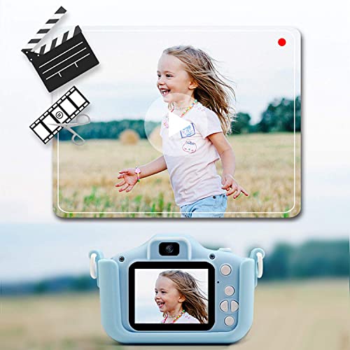 WYDM Cámara Digital para niños, 1080P 1200W Mini videocámara Digital para niños Lindos Cámara de Video Juguetes Juegos incorporados para niños pequeños Regalos de cumpleaños de Navidad Rosa (Azul)