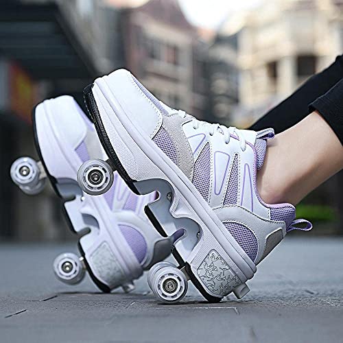 XCZZYC VIIPOO7 Colores Que cambian los Zapatos de Patines de Ruedas LED para niños niñas Zapatillas de Deporte al Aire Libre Zapatillas de Gimnasia técnica retráctiles