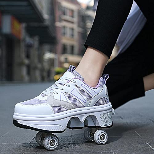 XCZZYC VIIPOO7 Colores Que cambian los Zapatos de Patines de Ruedas LED para niños niñas Zapatillas de Deporte al Aire Libre Zapatillas de Gimnasia técnica retráctiles