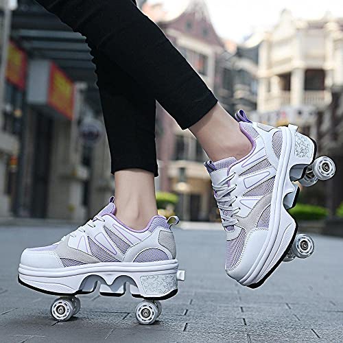 XCZZYC VIIPOO7 Colores Que cambian los Zapatos de Patines de Ruedas LED para niños niñas Zapatillas de Deporte al Aire Libre Zapatillas de Gimnasia técnica retráctiles