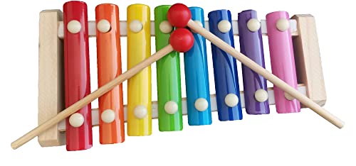 Xilófono Bebé Infantil Escolar | Instrumento Musical Infantil | Juguetes para Niños Pequeños | Xilófono de 8 Notas , 1 Escala | Incluye Palos para Tocar | Regalo Educativo a Bebés y Niños