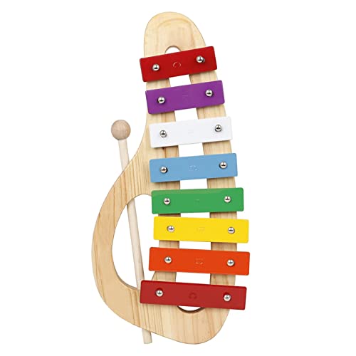 Xilófono de madera de 8 teclas, juguete de xilófono portátil de color arcoíris con un mazo seguro para niños, juguete de instrumentos musicales Montessori para niños pequeños, que inspira el talento d