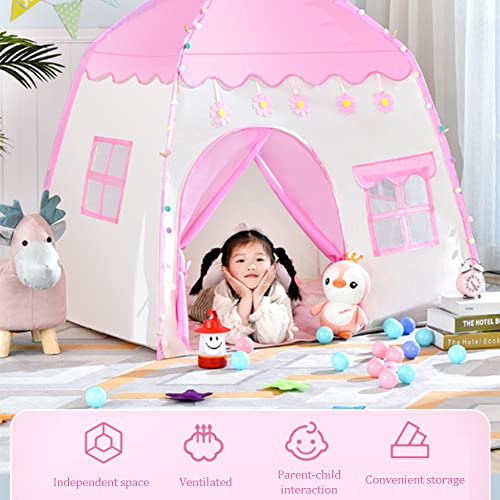 XLNB Carpa para niños, Princess Playhouse Pink Tent para niñas, Oxford Fabric Fairy Big Teepee, Carpa de Juego Interior al Aire Libre para niñas de más de 3 años Juguetes para niños Regalo