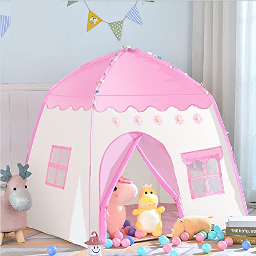 XLNB Carpa para niños, Princess Playhouse Pink Tent para niñas, Oxford Fabric Fairy Big Teepee, Carpa de Juego Interior al Aire Libre para niñas de más de 3 años Juguetes para niños Regalo