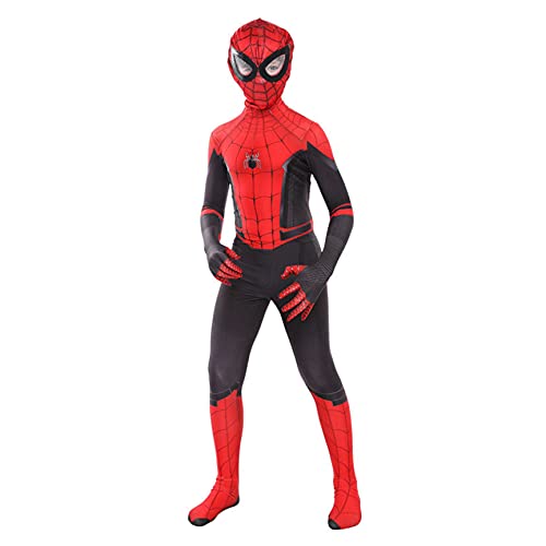 XNheadPS Traje Spiderman para niños Disfraces lejos casa Disfraces Cosplay con Estampado 3D Traje Disfraces Traje Ajustado Apretado para Halloween Fiesta,Black- Kid S 110~125cm