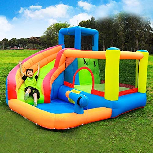 XQWERJ Castillo Inflable al Aire Libre trampolín jardín de Infantes Parque de Atracciones casa rebotante Equipo (Amarillo 320x280x210cm)