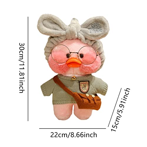 Xuanshengjia Juguete De Peluche De Pato, Muñeco De Peluche para Niños, Lindo Muñeco De Peluche De Pato, Muñeco De Regalo Decorativo con Ropa De Juguete Y Diadema, para Niños Y Niñas