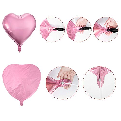 XUNKE 25 Globos de Papel de Aluminio,Globos en Forma de Corazón para la Decoración del Partido Propuesta de Matrimonio Boda Aniversario Cumpleaños Decoración de Helio | Regalo (Rosa)