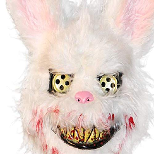 XWYWP Máscara de Halloween Malvado Conejo Sangriento Máscara de Oso de Felpa Mascarilla de Halloween Máscaras de Horror Fiesta Cosplay Máscara de Pascua Props Máscara Blanco