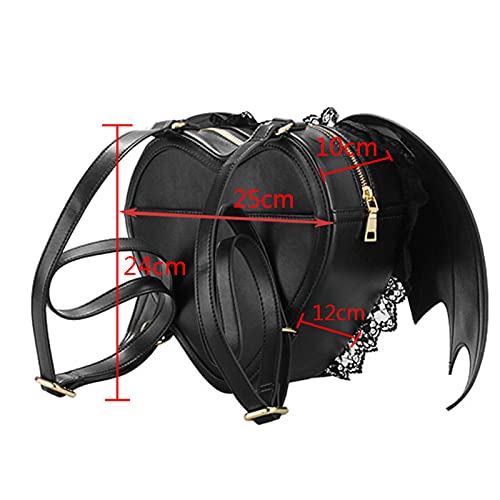 XYBB Mochila infantil Mochila para mujer Mochila de murciélago Punk Mochila escolar más nueva y elegante para bolso de murciélago Mochila de alas de ángel Paquete de diablito lindo Negro