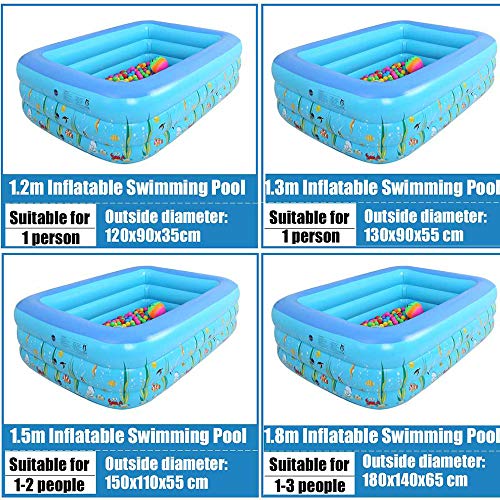 XYBB Piscina Verano Engrosado Inflable Piscina Niños Niños Adultos Juegan Bañera Al Aire Libre Piscina De Agua Cubierta 180x140x65cm azul21