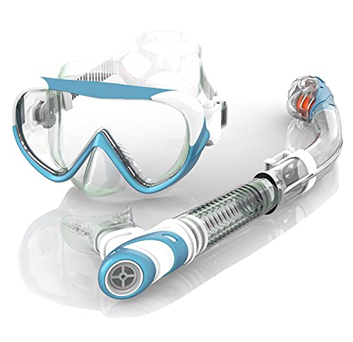 XYZLEO Gafas de Buceo, Gafas de Buceo con esnórquel, Gafas de natación, Conjunto de esnórquel, máscara de Buceo de Cara Completa con Vista de 180 ° con esnórquel para Adultos