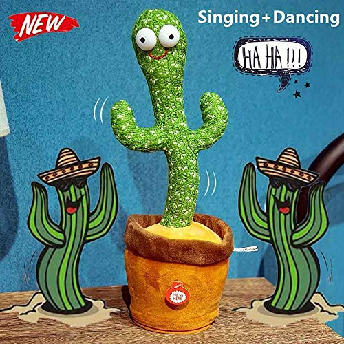 Yagor Juego electrónico de canto del juguete de peluche del Cactus Danzante, regalos de cactus para niños para la educación temprana, accesorios para coche divertidos