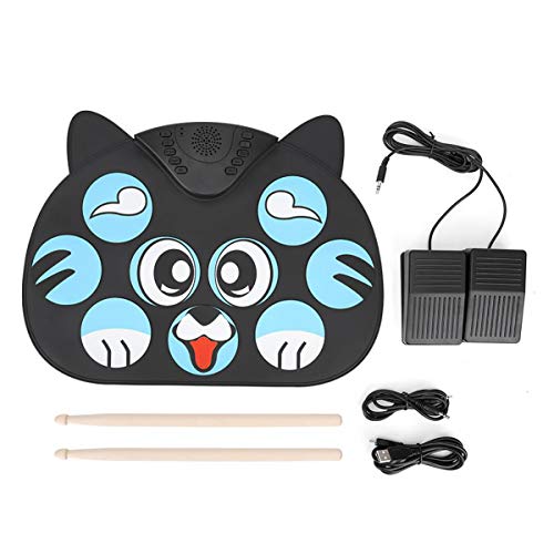 Yaobuyao Conjunto De Tambor Electrónico Roll Up Drum Set De Tambor Electrónico No Tóxico Altavoz Incorporado con Auriculares Jack Pedal Stick para Niños, Adolescentes Y Adultos Principiantes