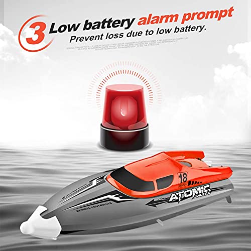 YDHNB Lancha RC, Lancha de Carreras Electrónica de Alta Velocidad con Control Remoto y Baterías Recargables, 2.4GHz Barco de Carreras de 4 Canales ​para Piscinas y Lagos,Naranja,1 Battery