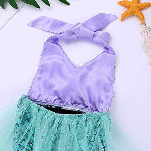 YEAHDOR Traje de Baño Una Pieza Disfraz Sirenita para Bebés Niñas Bañador Sirena Bebés Body Vestido Fiesta Cumpleaños Traje Disfraces Halloween Navidad Plataeado y Azul 0-3 Meses