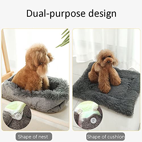 YHSW Cama para Perros Dos en uno más Nido Grueso de Terciopelo Cestas Lavables Mascotas Perrera ortopédica cálida Sofá Cama Suave Gatos Cachorros medianos （50cm * 60cm）