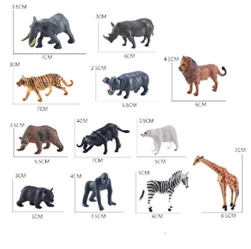 Yideng 12 Piezas Conjunto de Juguetes Animales de Mini Selva ,Favoritos de Fiesta de Animales de Mundo Zoológico Conjunto de Juguetes de Animales de Granja Pequeños de Bosque para los Niños