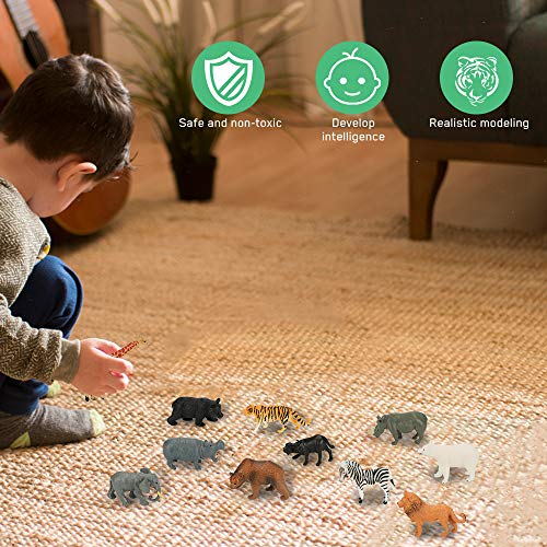 Yideng 12 Piezas Conjunto de Juguetes Animales de Mini Selva ,Favoritos de Fiesta de Animales de Mundo Zoológico Conjunto de Juguetes de Animales de Granja Pequeños de Bosque para los Niños