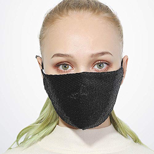 Yienate Máscara de mascarada con lentejuelas brillantes para Halloween, máscara de fiesta, discoteca, máscara de moda, decoración de moda, joyería para mujeres y niñas (negro)