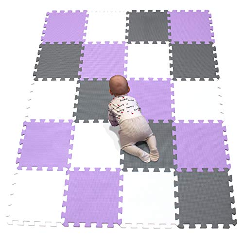 YIMINYUER Alfombra de protección de Suelo Puzzle/Alfombra de Actividades para bebé y niño, Goma EVA, Blanco Púrpura Gris R01R11R12G301020