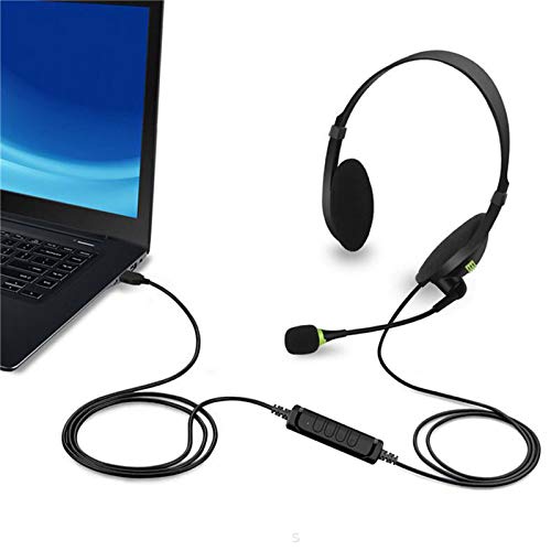 YIPUTONG Auriculares USB con micrófono, Auriculares USB con Control de Volumen Auriculares para PC con micrófono con cancelación de Ruido Auriculares para computadora Auriculares