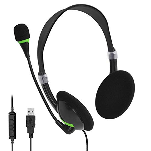 YIPUTONG Auriculares USB con micrófono, Auriculares USB con Control de Volumen Auriculares para PC con micrófono con cancelación de Ruido Auriculares para computadora Auriculares