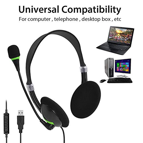 YIPUTONG Auriculares USB con micrófono, Auriculares USB con Control de Volumen Auriculares para PC con micrófono con cancelación de Ruido Auriculares para computadora Auriculares