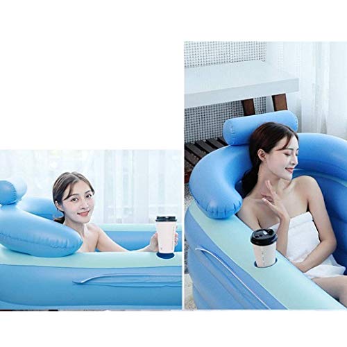 YIQIFEI Bañera Inflable de Color Azul, Caja, bañera Inflable Plegable, bañera de SPA para Adultos Duradera con Bomba de pie (Juguetes para la Piscina)