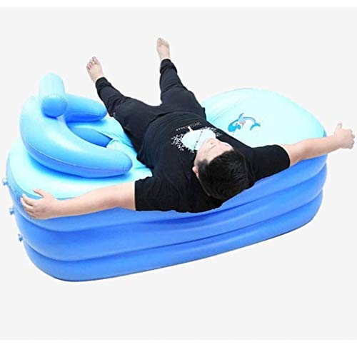 YIQIFEI Bañera Inflable de Color Azul, Caja, bañera Inflable Plegable, bañera de SPA para Adultos Duradera con Bomba de pie (Juguetes para la Piscina)