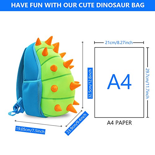 yisibo Mochilas para Niños Kindergarten Preescolar para Niños Pequeños/Niñas Mochila 3D Bolsa De Animales Mochilas para Niños Linda Mochila De Guardería 2-7 Años (Dinosaurio-Azul)