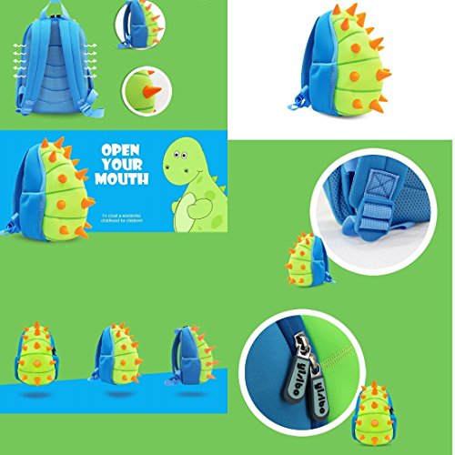 yisibo Mochilas para Niños Kindergarten Preescolar para Niños Pequeños/Niñas Mochila 3D Bolsa De Animales Mochilas para Niños Linda Mochila De Guardería 2-7 Años (Dinosaurio-Azul)