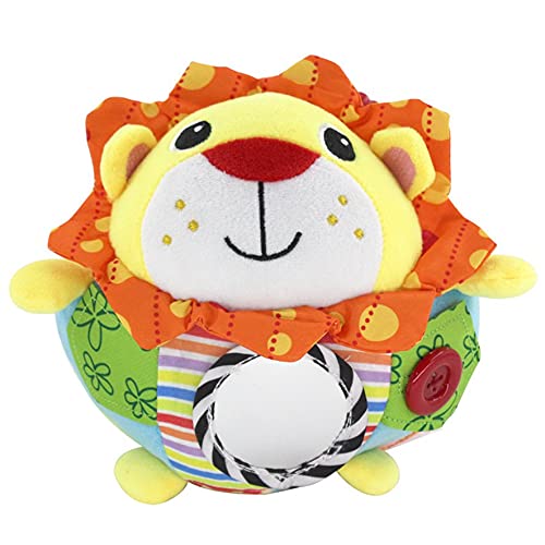 YLWL Pelota de Peluche Multifuncional de Dibujos Animados para bebés, Juguetes, búho, León, sonajero Suave, Campana, Juguete Educativo temprano, Pelota de Agarre de Mano para bebé