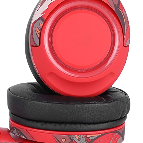 YOIM Auriculares Inalámbricos con Micrófono, Diadema Retráctil Auriculares Ergonómicos Luminosos Montados en la Cabeza con Cable de Carga USB para el Hogar(Rojo)