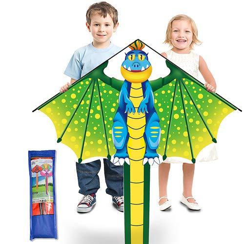 YongnKids Flying Toy Kites - Cometa para niños Adultos Que juegan al Aire Libre en Beach Park - Cuerdas de 100 Metros con Mango fácil de Volar, Gran Regalo para niños y niñas (Dinosaurio)