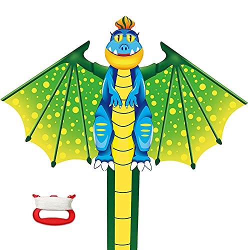 YongnKids Flying Toy Kites - Cometa para niños Adultos Que juegan al Aire Libre en Beach Park - Cuerdas de 100 Metros con Mango fácil de Volar, Gran Regalo para niños y niñas (Dinosaurio)