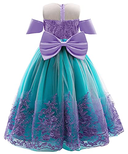 YOSICIL Sirenita Disfraz Niña Princesa Sirena Vestido con Accesorio Bordado encaje Fiesta de Cumpleaños Cosplay Halloween Boda Navidad Carnaval, verde