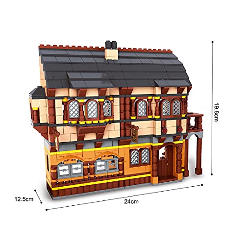 YOUX AUSINI 28002 Farm Serie - Campo de mercado medieval 838 bloques de construcción con sujeción, juguete de construcción para casa, juego de construcción compatible con casa Lego