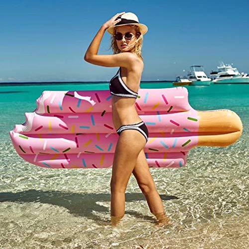 YOUZHA Colchones de Aire Helado Caliente Piscina Gigante Flotador Colchones inflables de Aire Anillos de baño 70 Pulgadas Juguetes Gigantes de Agua Juguete de Fiesta para Adultos, Rosa, 196 * 86 cm