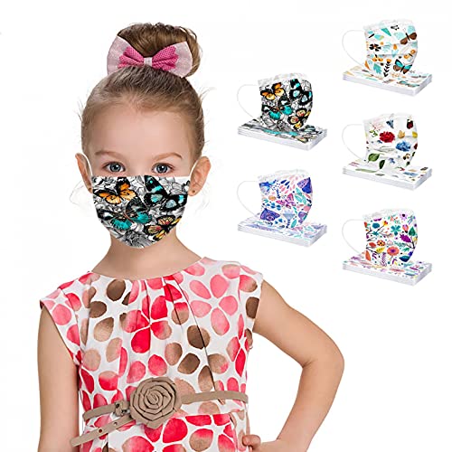 YpingLonk 50PC Niños Infantil para Bufanda, Infantiles Colores desechable para mascarilla 3 Capas Surtidos,Dibujos Animados para Actividades Aire Libre, Patrón Escuela, Fiesta