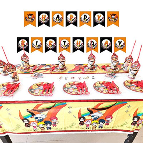 YQDHB Juego de vajilla de Fiesta de Naruto decoración de Fiesta de cumpleaños para niños Vaso de Papel Toalla Mantel Juego de vajilla,papertowels(20pieces)