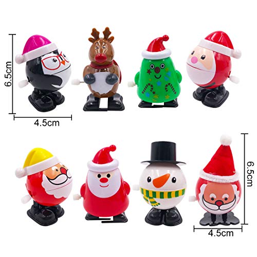 YUESEN Christmas Wind Up Toy 8 Figuras de Bonitos Juguetes a Cuerda, Diseños de Navidad Penguin Santa Claus Snowman Clockwork Toy