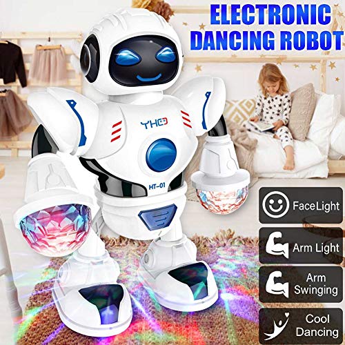 YUIP Robot de Juguete Eléctrico, Robot de Juguete, Robot de Baile Eléctrico de los Niños Juguete con luz LED Intermitente Juguete Interactivo Mejor Regalo de Cumpleaños para Niños de 3 Años